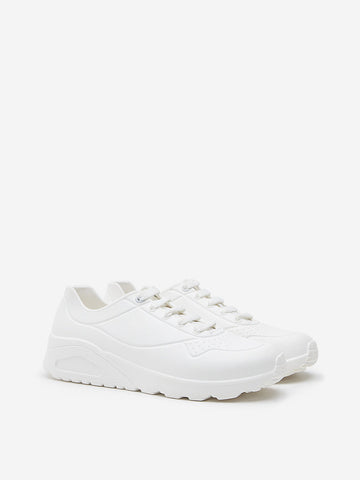 LUNA BLU White Perforated Design Lace-Up Sneakers