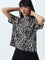 Nuon White & Black Animal Printed Cotton T-Shirt