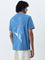 Nuon Blue Text Design Relaxed-Fit Cotton T-Shirt