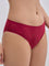 Wunderlove Red Floral Design Invisible Hi-Leg Brief