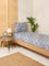 Westside Home Dusty Blue Leaf Printed Single Bed Flat Sheet and Pillowcase Set