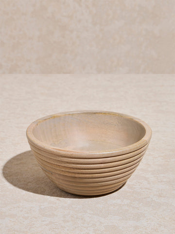 Westside Home Beige Ribbed -Textured Wooden Bowl - Small