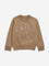 HOP Kids Taupe Text Embossed Cotton Sweatshirt