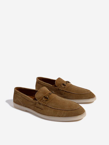 SOLEPLAY Brown Metal-Detailed Suede Leather Loafers