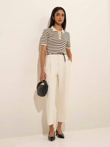 Wardrobe Off-White High-Rise Trousers with Belt