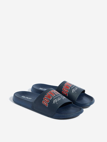 SOLEPLAY Navy Printed Slides