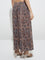 Utsa Taupe Botanical Design Cotton Palazzos