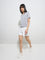 Studiofit Grey Striped Cotton-Blend T-Shirt