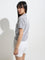 Studiofit Grey Striped Cotton-Blend T-Shirt