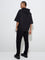Studiofit Black Relaxed-Fit Mid-Rise Cotton-Blend Track Pants
