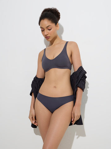Wunderlove Charcoal Padded Cotton-Blend Bra