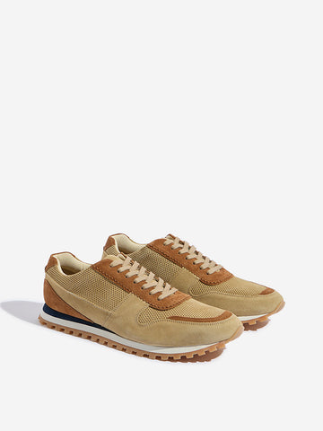 SOLEPLAY Beige Perforated Leather Lace-Up Sneakers