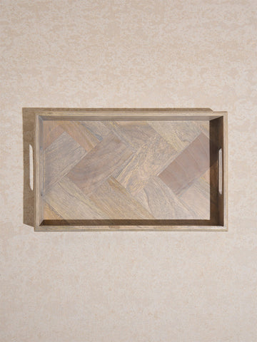 Westside Home Beige Wooden Serving Tray