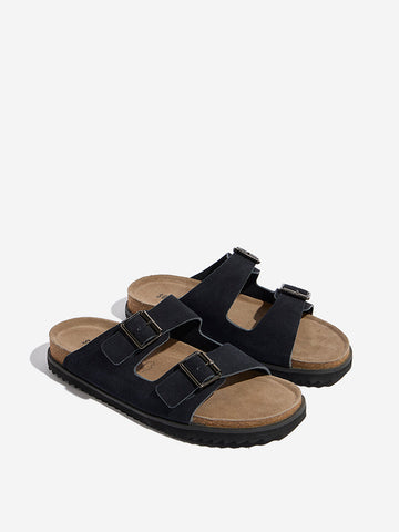 SOLEPLAY Navy Dual-Strap Leather Sandals