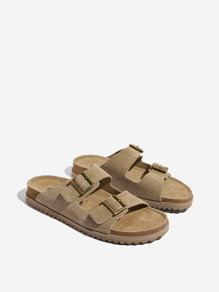 SOLEPLAY Taupe Dual-Strap Leather Sandals