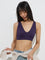 Superstar Purple Ribbed Padded Cotton-Blend Plunge Bra