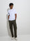 WES Casuals Olive Relaxed-Fit Mid-Rise Cotton-Blend Trousers