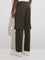 WES Casuals Olive Relaxed-Fit Mid-Rise Cotton-Blend Trousers