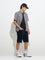 Nuon Black Checkered Design Relaxed-Fit Cotton-Blend Shirt