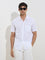 WES Casuals White Self-Striped Relaxed-Fit Cotton Shirt