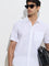 WES Casuals White Self-Striped Relaxed-Fit Cotton Shirt