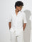 WES Casuals Off-White Striped Relaxed-Fit Cotton-Blend Shirt
