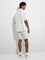 WES Casuals Off-White Striped Relaxed-Fit Cotton-Blend Shirt