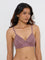 Wunderlove Mauve Lace-Detailed Cotton-Blend Bra