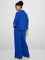 Wunderlove Blue Textured High-Rise Cotton Beach Pants