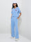 Studiofit Light Blue Text Design Cotton Jacket