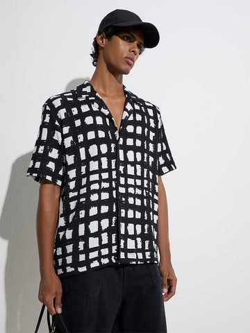 Nuon Black Abstract Pattern Relaxed-Fit Shirt