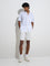 WES Casuals White Foliage Relaxed-Fit Cotton-Blend Shirt