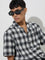 Nuon Black Checkered Relaxed-Fit Cotton-Blend Shirt