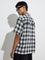 Nuon Black Checkered Relaxed-Fit Cotton-Blend Shirt