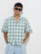 Nuon Teal Checkered Relaxed-Fit Cotton-Blend Shirt