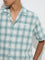 Nuon Teal Checkered Relaxed-Fit Cotton-Blend Shirt