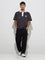 Studiofit Black Solid Relaxed-Fit Cotton-Blend Track Pants