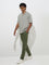 WES Casuals Olive Relaxed-Fit Mid-Rise Cotton-Blend Trousers