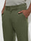 WES Casuals Olive Relaxed-Fit Mid-Rise Cotton-Blend Trousers