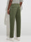 WES Casuals Olive Relaxed-Fit Mid-Rise Cotton-Blend Trousers