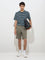 WES Casuals Dark Green Striped Relaxed-Fit Cotton T-Shirt
