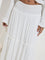 Nuon White Solid Tiered High-Rise Skirt