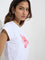 Nuon White Floral Printed Cotton T-Shirt
