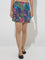 Nuon Teal Floral Design High-Rise Cotton Skirt