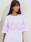 Nuon White Floral Design Oversized Cotton T-Shirt