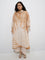 Diza Beige Leaf Printed A-Line Kurta