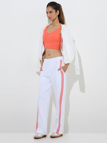 Studiofit Orange Self-Striped Padded Sports Bra