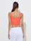 Studiofit Orange Self-Striped Padded Sports Bra