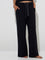 Wunderlove Black Solid High-Rise Lounge Pants