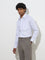 WES Formals Grey Stripe Pattern Slim-Fit Cotton Shirt